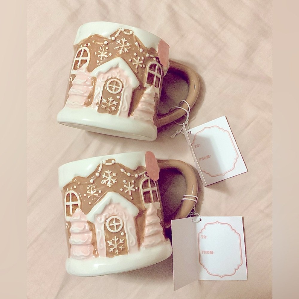 Peppermint and Pine Gingerbread House Mug Set of 2